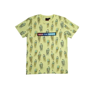 Gini And Jony Boys Yellow All Over Print Cotton T-Shirt Half Sleeves