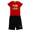 Gini And Jony Boys Red Graphic Print Cotton Co-Ordinate Half Sleeves