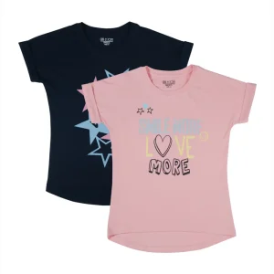 Gini And Jony Girls Multi Color Graphic Print Cotton Knits Top Pack Of 2 Half Sleeves