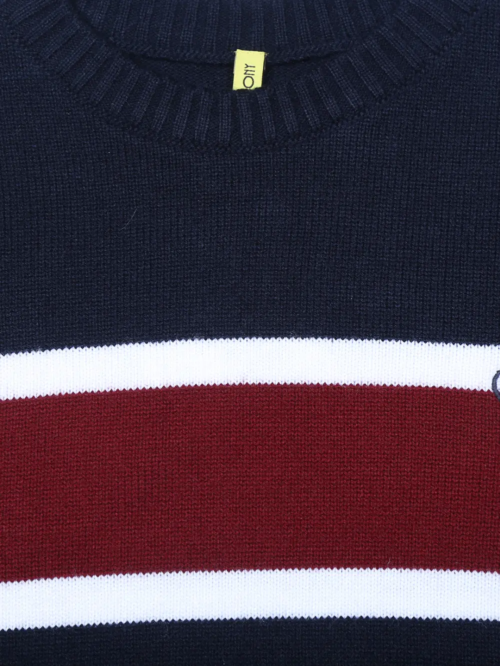 Gini & Jony Boys' Navy Blue Sweater | Striped | Hand-Wash | Sweater | Roundneck |