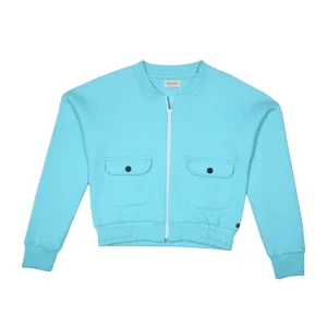 Gini & Jony Girls Sky Blue Plain Knits Jacket