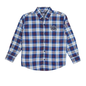 Gini And Jony Boys Blue Checks Cotton Shirt Full Sleeves