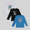 Palm Tree Boys Multicolor Graphic Print Cotton T-Shirt Pack Of-3 Full Sleeves