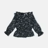 Gini And Jony Girls Black Floral Print Chiffon Woven Top Full Sleeves