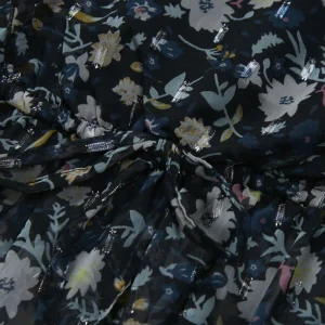 Gini And Jony Girls Black Floral Print Chiffon Woven Top Full Sleeves