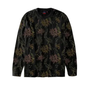 Gini And Jony Boys Black Tropical Print Cotton T-Shirt Full Sleeves