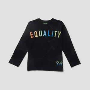 Gini & Jony Boys' Black T-Shirt | Knitshand-Wash | Regular Fit