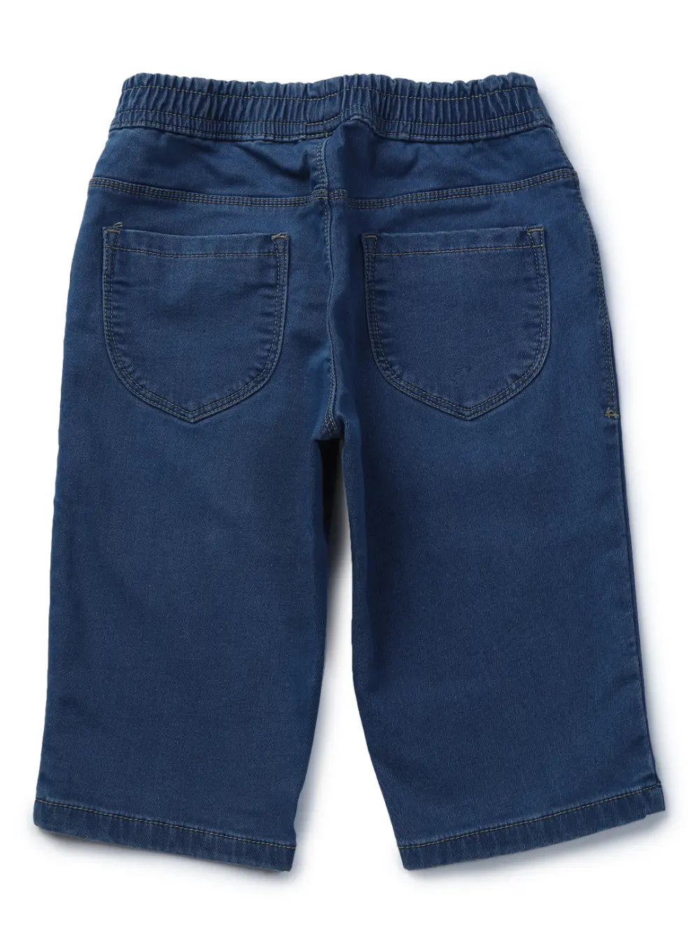 Gini And Jony Girls Blue Solid Denim Pedal Pusher Fixed Waist