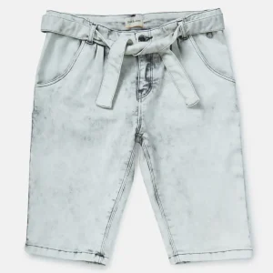 Girls Solid Denim Pedal Pusher