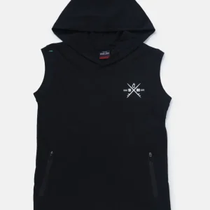 Gini And Jony Boys Navy Blue Typographic Print Cotton Sando Sleeveless