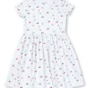 Gini And Jony Girls White Conversational Cotton Dress Half Sleeves