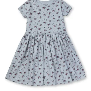 Gini And Jony Girls Grey Conversational Print Dress Half Sleeves