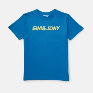 Gini & Jony Boys’ Blue T-Shirt Knitshand-Wash Regular Fit