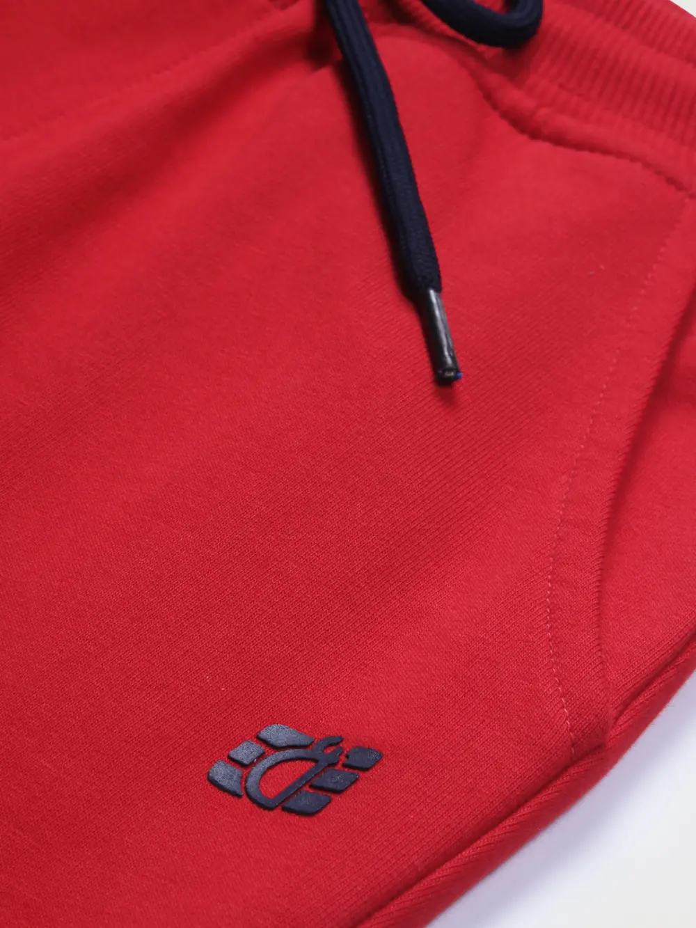 Gini And Jony Boys Red Solid Cotton Bermuda Elasticated