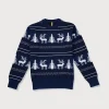 Gini & Jony Boys Navy Printed Woven Full Sleeves Sweater