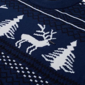 Gini & Jony Boys Navy Printed Woven Full Sleeves Sweater