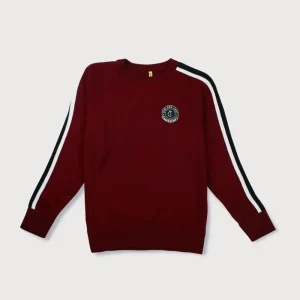 Gini & Jony Boys Red Solid Woven Full Sleeves Sweater