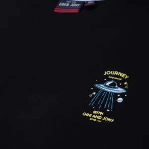 Gini And Jony Boys Black Graphic Print Cotton T-Shirt Half Sleeves