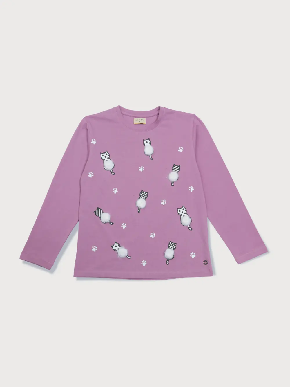 Gini And Jony Girls Purple Applique Cotton Knits Top Full Sleeves