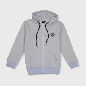 Gini And Jony Boys Grey Solid Cotton Knits Jacket Full Sleeves
