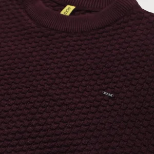 Gini & Jony Boys Red Solid Woven Full Sleeves Sweater