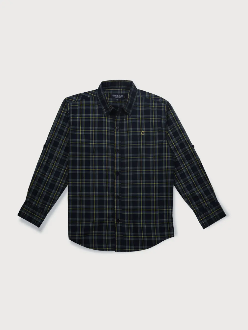 Gini And Jony Boys Navy Blue Checks Cotton Shirt Full Sleeves