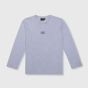 Gini & Jony Boys Blue Printed Cotton Full Sleeves T-Shirt