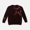 Gini And Jony Girls Maroon Sequin Acrylic Sweater Full Sleeves 9-10Y