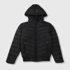 Gini And Jony Girls Black Solid Taffeta Heavy Winter Jacket Full Sleeves