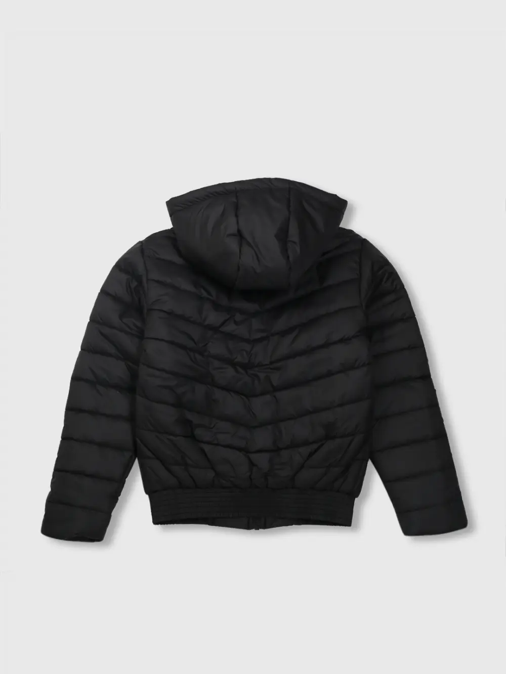 Gini And Jony Girls Black Solid Taffeta Heavy Winter Jacket Full Sleeves