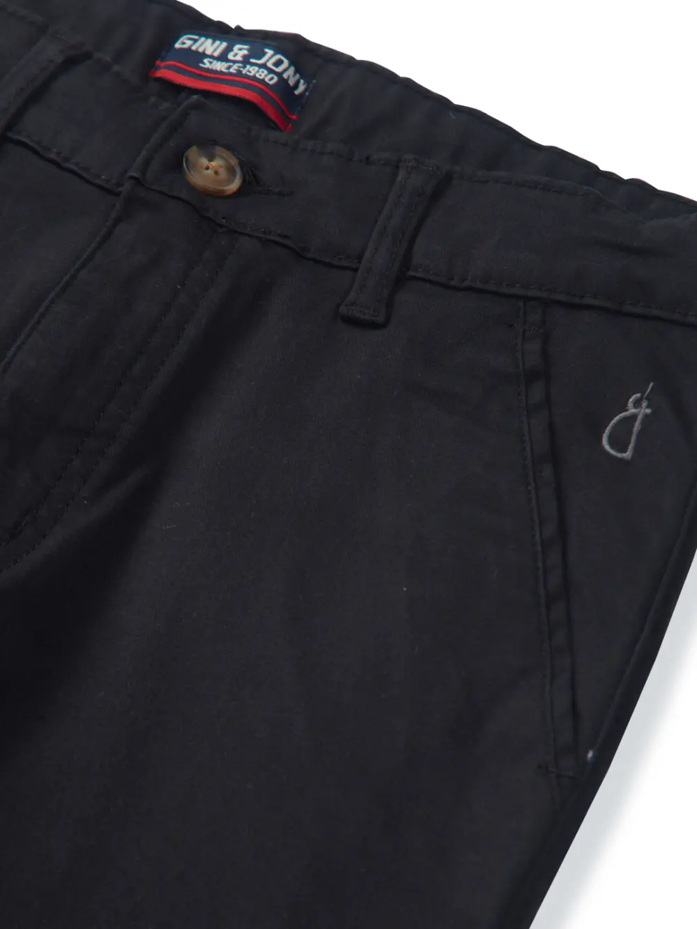 Gini And Jony Boys Black Solid Cotton Trouser Fixed Waist