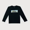 Gini & Jony Boys Black Printed Cotton T-Shirt Full Sleeves