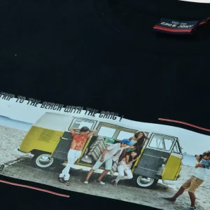 Gini & Jony Boys Black Printed Cotton T-Shirt Full Sleeves