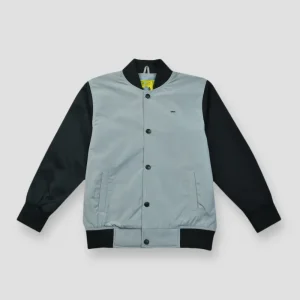 Gini & Jony Boys Grey Solid Taffeta Full Sleeves Woven Jacket