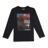 Gini And Jony Boys Navy Graphic Print Cotton T-Shirt Full Sleeves
