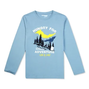 Gini And Jony Boys Blue Graphic Print Cotton T-Shirt Full Sleeves