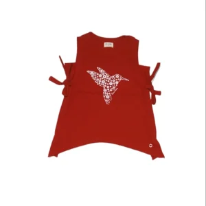 Gini & Jony Girls Red Solid Cotton Sleeveless Knits Top