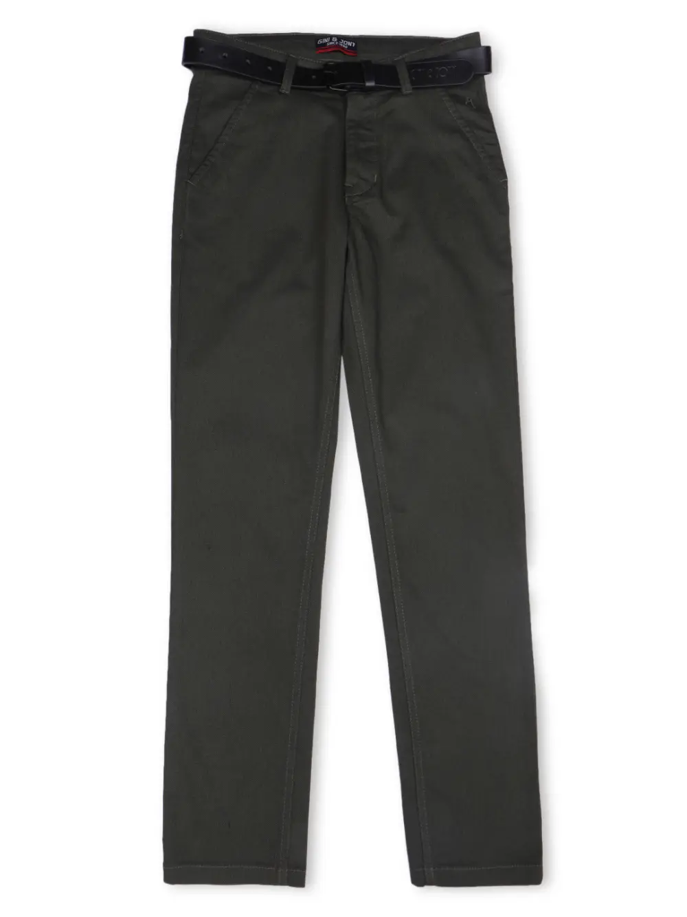 Gini & Jony Boys Blue Solid Cotton Fixed Waist Trouser