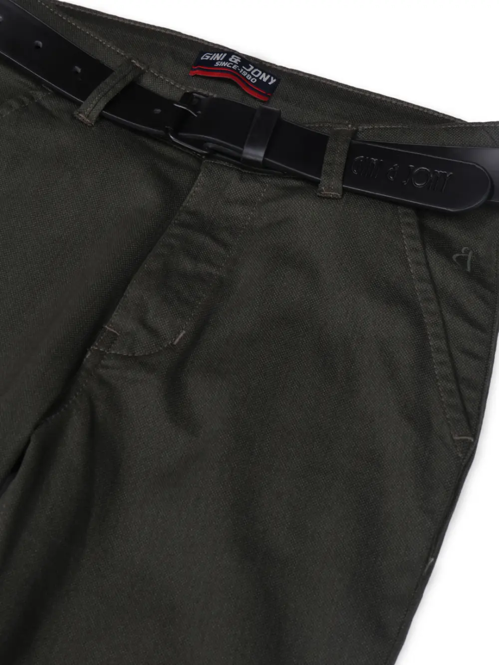 Gini & Jony Boys Blue Solid Cotton Fixed Waist Trouser