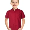 Gini & Jony Boys Red Solid Cotton Half Sleeves Shirt