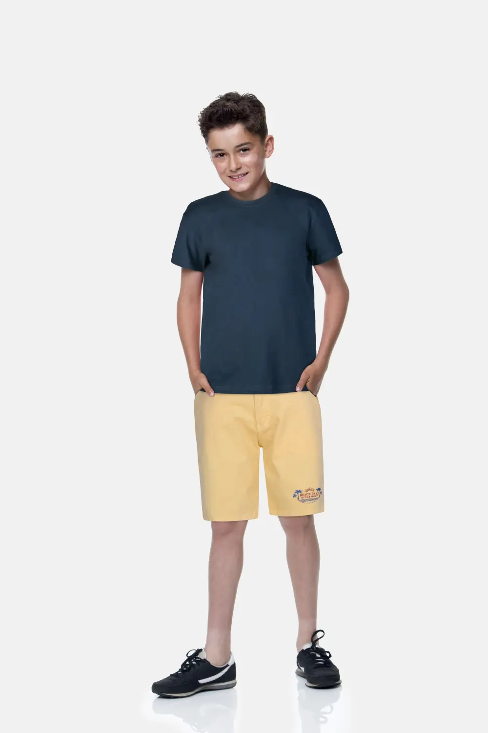 Gini And Jony Boys Yellow Printed Cotton Bermuda Elasticated