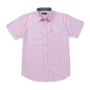 Gini And Jony Boys Pink Solid Cotton Shirt Half Sleeves
