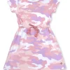 Gini And Jony Girls Pink Camouflage Cotton Dress Half Sleeves
