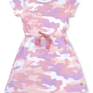 Gini And Jony Girls Pink Camouflage Cotton Dress Half Sleeves