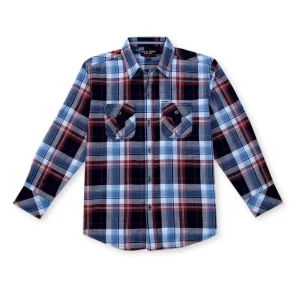 Gini & Jony Boys Blue Checks Cotton Twill Full Sleeves Shirt