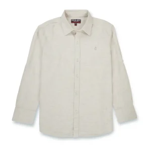 Gini & Jony Boys Off White Solid Cotton Khadi Full Sleeves Shirt