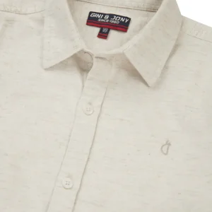 Gini & Jony Boys Off White Solid Cotton Khadi Full Sleeves Shirt