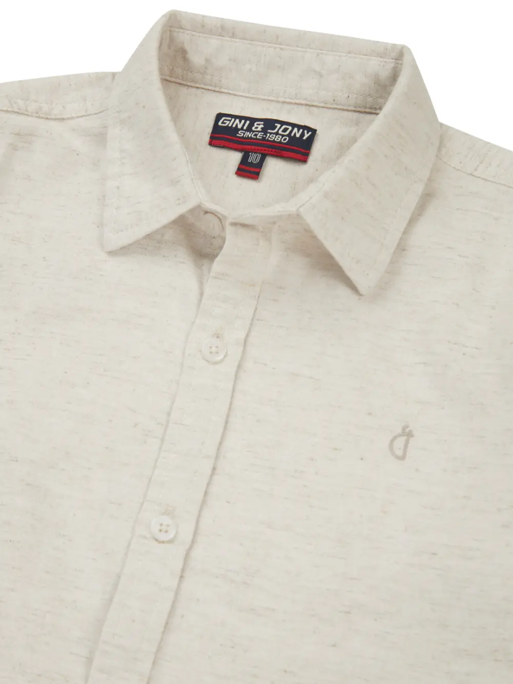 Gini & Jony Boys Off White Solid Cotton Khadi Full Sleeves Shirt