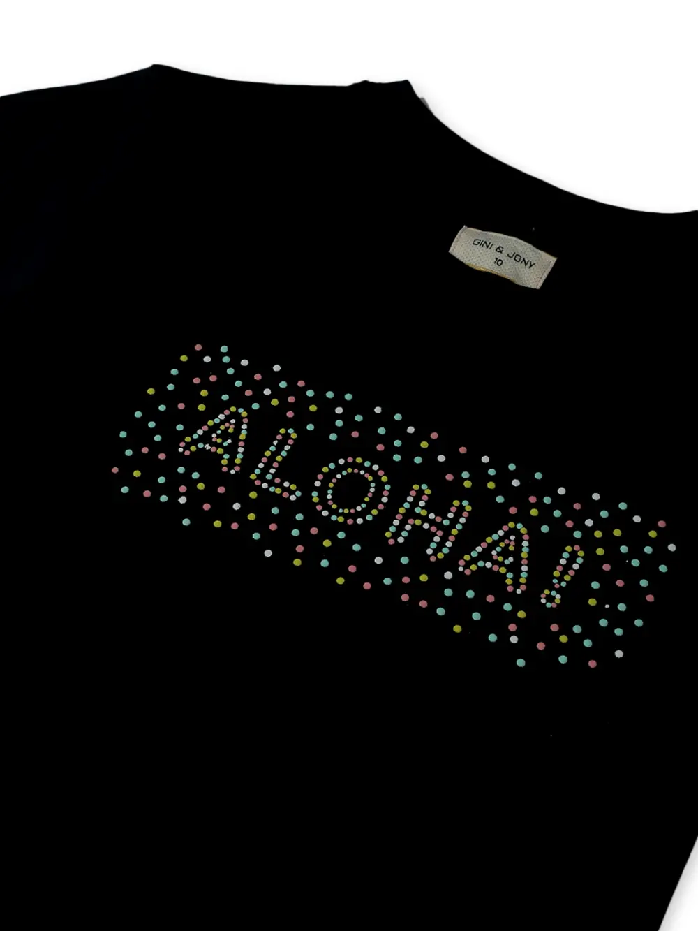 Gini And Jony Girls Black Printed Cotton Knits Top Half Sleeves