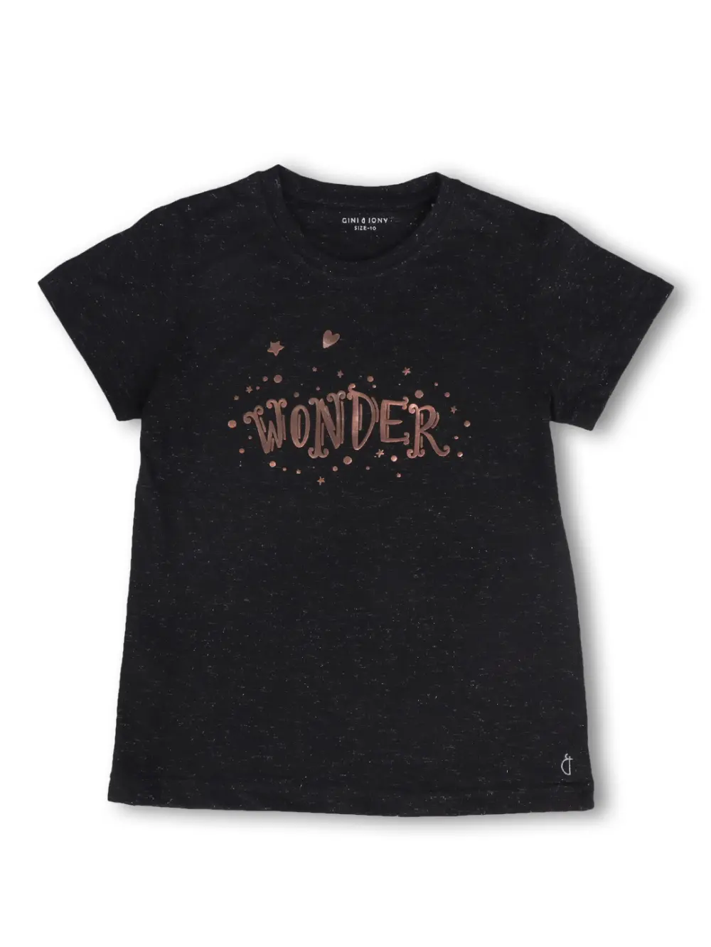 Gini & Jony Girls Black Glitter Print Knit Half Sleeves Knits Top